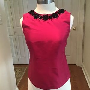 Talbots silk dressy top, size 2p, like new, dark pink color/magenta